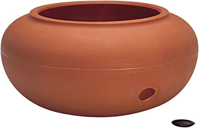 The HC Companies 21" Plastic Garden Hose Pot 21"x21"x9.38" Holds Hoses 75-100 ft in Clay Color
