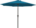 MEWAY 9ft Patio Umbrella Outdoor Table Umbrellas with Push Button Tilt and Crank, Market Umbrella 8 Sturdy Ribs for Deck, Garden, Pool and Backyard, Lake Blue