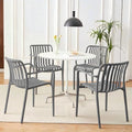 Patio Dining Chairs Set of 4, All-Weather Outdoor and Indoor Stackable Chairs with Curved Back, Waterproof for Patio, Deck, Porch, Backyard, Restaurant & Cafe Use, Grey