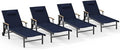 Ciokea Outdoor Lounge Chair with Pillow Set of 4, 5-Position Chaise Lounge with Wheels & Armrests, 400 lbs Heavy Duty Aluminum Pool Lounge Chairs, for Beach, Deck, Poolside & Backyard, Navy Blue