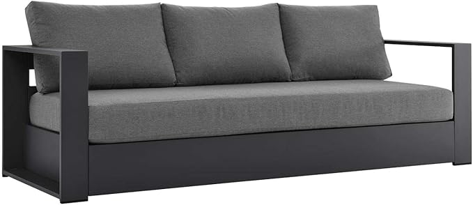 Modway Tahoe Aluminum Outdoor Patio Sofa in Gray Charcoal