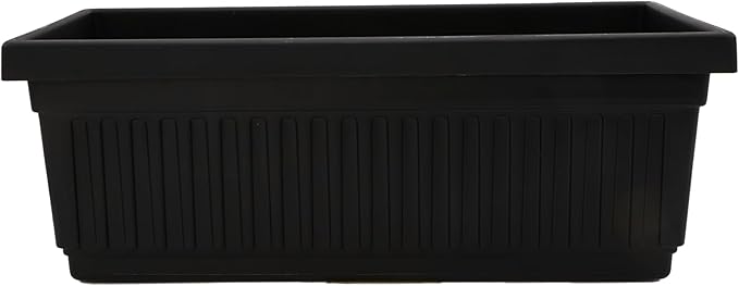 The HC Companies 17.5 Inch Venetian Rectangular Window Planter Box - Lightweight Plastic Indoor Outdoor Plant Pot with Drainage for Windowsill, Herbs, Flowers, Black