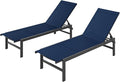Outdoor Lounge Chairs Set of 2, Aluminum Patio Chaise Lounge Chairs with 5-Position Recliner, Pool Lounge Chairs for Backyard, Poolside, Deck, Lawn (Navyblue)
