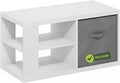 Furinno Viola Coffee Table, 3-Tier Modern Coffee Table with 1.2 Thick Tabletop, Side Table with Open Shelf and Storage Bin, for Living Room, Bedroom, Home Office, White/Light Grey