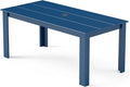 GREENVINES Outdoor Dining Table | 67’’ | HDPE | Rectangle Tables for 6 | All-Weather | Umbrella Hole | Patio Furniture | for Poolside Backyard Garden | Blue