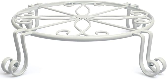 White Plant Stand for Flower Pot Heavy Duty Potted Holder Indoor Outdoor Metal Rustproof Iron Garden Container Round Supports Rack for Planter Bronze, Pumpkin Stand Outdoor