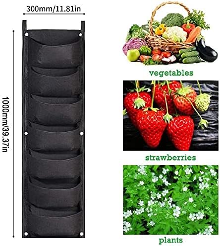 LITLANDSTAR Hanging Planter Bags, 2 Pack 7 Pocket Hanging Vertical Wall Planter Planting Grow Bags Outdoor Indoor Gardening Vertical Greening Flower Container (Black)