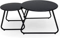 Patio Outdoor Coffee Table Set of 2, Weather Resistant Steel Round End Tables, Outdoor Nesting Table for Patio, Balcony, Bistro and Indoor, Black (Black)