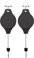 Pack Plant Hook Pulley, Retractable Plant Hanger Easy Reach Hanging Flower Basket for Garden Baskets Pots and Birds Feeder Hang High up and Pull Down to Water Or Feed (Black 2Pack)