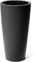 Step2 Tremont Tall Round Tapered Planter, 28" Tall, Indoor/Outdoor Plants, Efficient Drainage, Durable Resin, Onyx Black