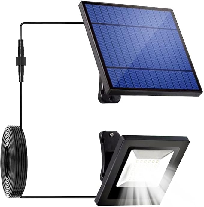 Solar Lights Dusk to Dawn 4400mAh Solar Powered Spotlight Waterproof Flood Light 6000K Lighting with 16FT Cord for Patio, Flag Pole, Fence, White