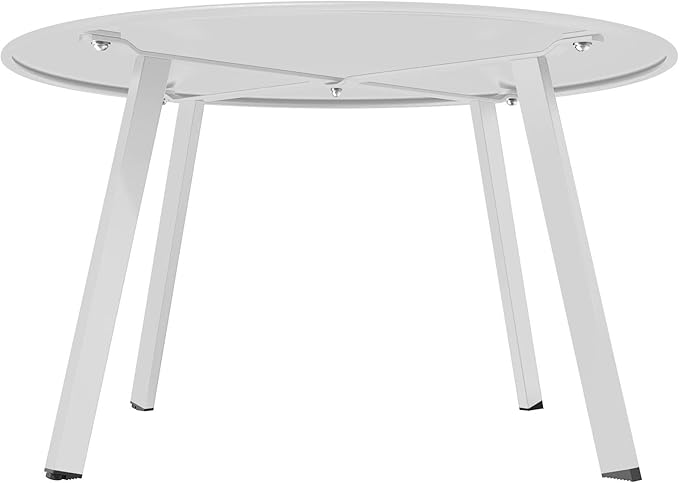 Grand patio 28-inch Outdoor Steel Coffee Table, Round Patio Side Table, Great for Backyard Patio Deck, White