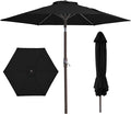JEAREY 7.5FT Patio Umbrella Market Table Umbrella with 6 Sturdy Ribs, Push Button Tilt/Crank Outdoor Umbrella for Garden, Deck, Backyard, Pool, Black