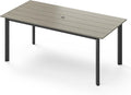 67"*32.3"*29.5" Patio Dining Table, Seamless Rectangle Aluminum + HDPS Outdoor Patio Dining Table with Umbrella Hole, Weather-Resistant for Lawn, Garden, Yard and Indoor Use (Gray)