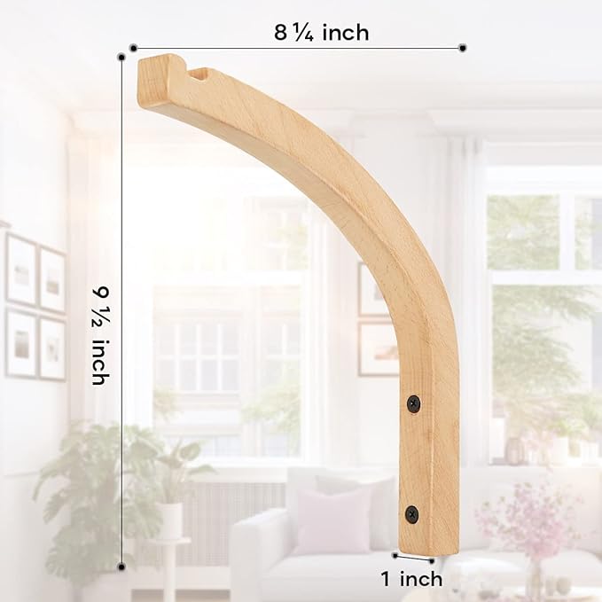 Wooden Wall Hooks for Plants - 8 Inch Indoor Plant Hangers, 2 Pack Decorative Wood Wall Hooks for Hanging Planters, Lanterns, Wind Chimes & Garden Decor (Natural Wood, Heavy Duty)