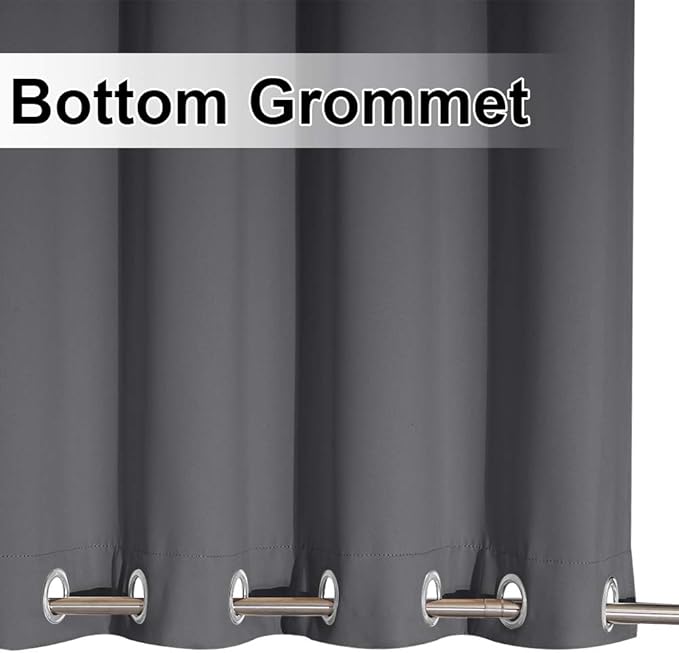 NICETOWN Outdoor Curtain Waterproof Extra Long 108" for Patio, Windproof Energy Saving Top and Bottom Stainless Steel Grommets Blackout Outdoor Drape for Porch, 1 Piece, 52 inches Wide, Grey