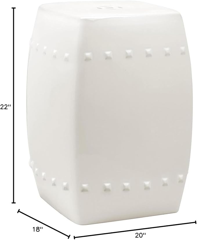 Safavieh Villa Glazed Ceramic Decorative Garden Stool, Cream