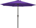 MEWAY 9ft Patio Umbrella Outdoor Table Umbrellas with Push Button Tilt and Crank, Market Umbrella 8 Sturdy Ribs for Deck, Garden, Pool and Backyard, Dark Purple