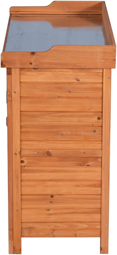 GDLF Outdoor Garden Patio Wooden Storage Cabinet Furniture Waterproof Tool Shed with Potting Benches Outdoor Work Station Table (Natural)