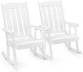 VINGLI Outdoor Rocking Chair Set of 2, Heavy Duty 600 LBS Wooden Rocking Chair with Comfortable Backrest, Weatherproof Rocker with Ergonomic Design, Suit for Patio, Garden, Yard, White