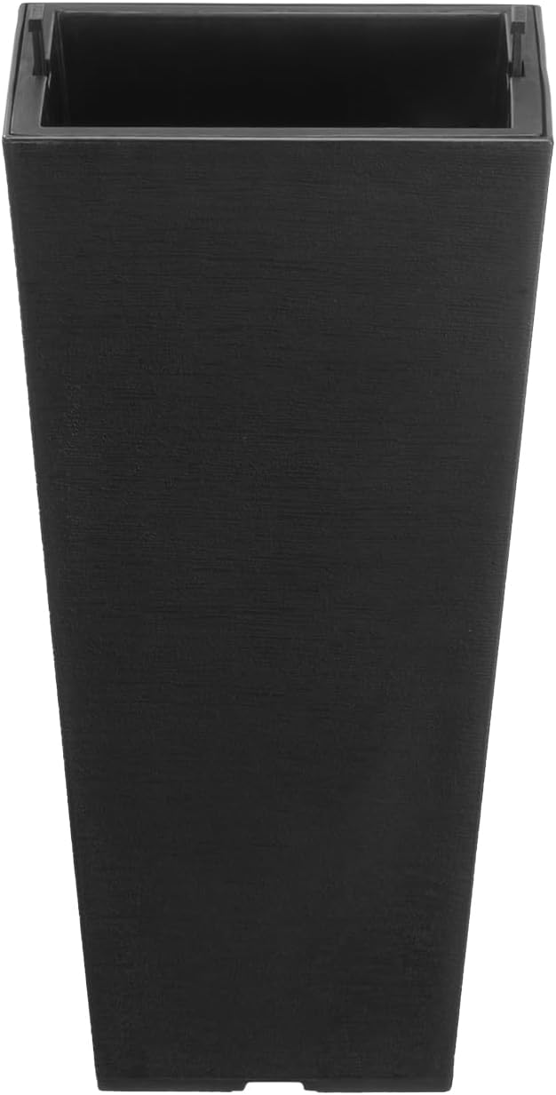 VEVOR Set of 2 Tall Outdoor Planters 22inch, Large Planters for Outdoor Indoor Plants, Black Front Porch Planter Flower Tree Plant Pots with Modern Design and Built-in Drainage