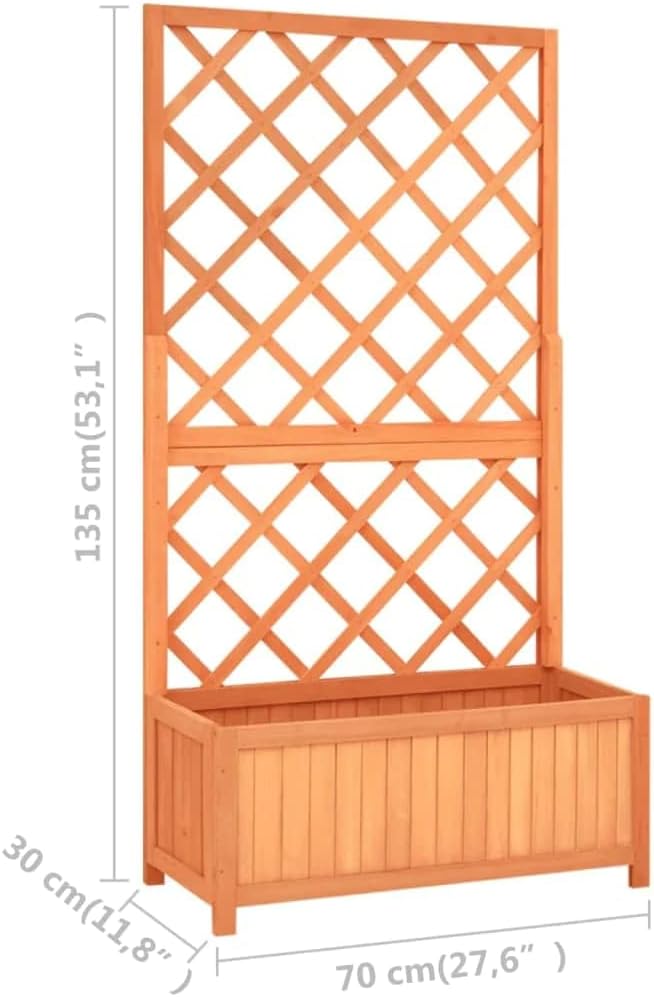 vidaXL Planter, Flower Box, Trellis Raised Bed, Outdoor Planter for Patio Backyard Garden Balcony Porch Vegetables Herbs, Solid Firwood
