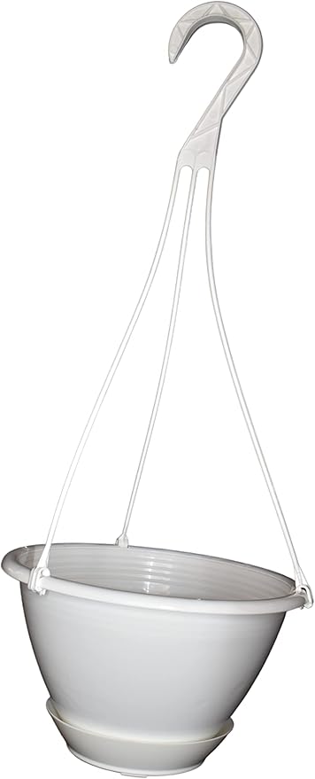 8 inchWhite Plastic Hanging Basket with Saucer by Koba (10)