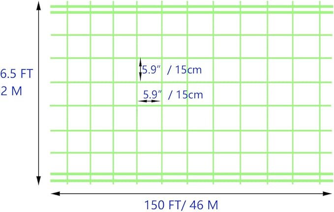 Green Polypropylene Garden Trellis Netting 6.5x100 ft, Heavy Duty Plant Support Net for Climbing Vegetables, Fruits & Flowers