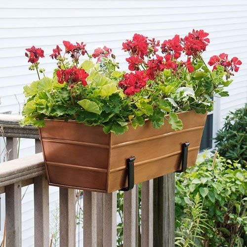 Achla Designs C-20C Copper Plated Flower Box, Medium Window Flowerbox Planter