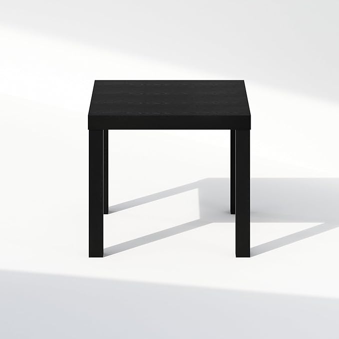 Furinno Classic Coffee Table, Square Modern Coffee Table with Triple Thick Tabletop, Simple Side Table with 4 Legs, for Living Room, Bedroom, Home Office, Black
