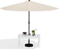SERWALL Outdoor Coffee Table with 9FT Umbrella, HDPE Patio Coffee Table for Outside, Rectangle, White(Not Include Umbrella Base)