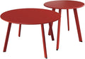 Grand patio Round Steel Patio Coffee Table Weather Resistant Nesting Tables Including One Large Side Table and One Small End Table, (Red, 2PC)