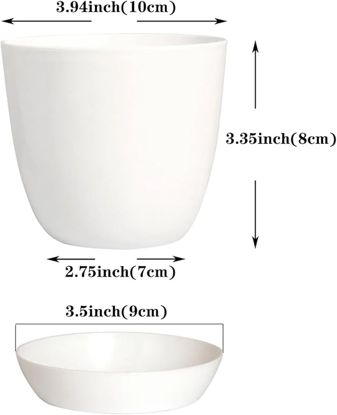 Tergy 50 Pack 4 Inch Plant Pots Bulk Small Plastic Planters Pots with Drainage Holes Flower Pot for Succulent, Cactus, Herb, African Violet (50pcs-White, 4Inches)