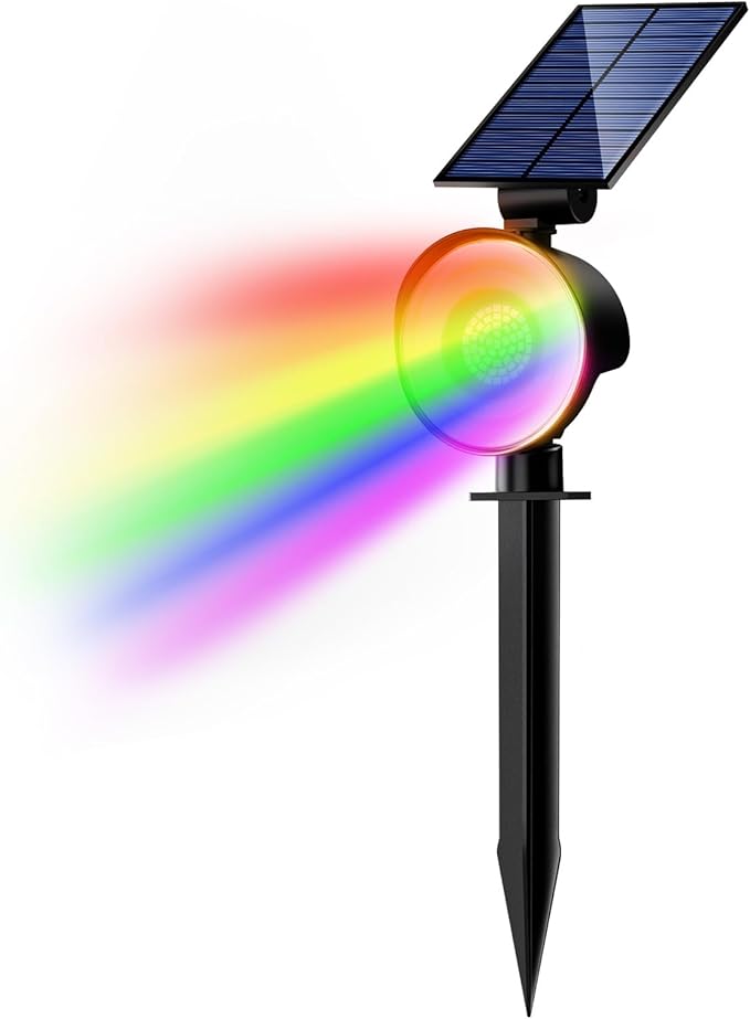nipify 1 Pack Solar Lights Outdoor Waterproof, LED Solar Spot Lights with 3 Modes Landscape Spotlights for Outside Garden Yard Trees,RGB