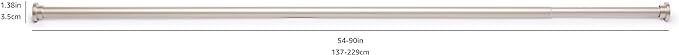 Amazon Basics No Drill Adjustable Indoor Outdoor Tension Curtain Rod, 54-90" Length, Nickel