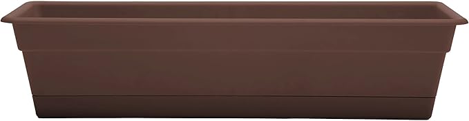 Bloem Dura Cotta Window Box Planter: 30" - Chocolate - Large Box with Tray, Weatherproof Resin Box, Removable Tray for Indoor & Outdoor Use, Gardening, 4 Gallon Capacity