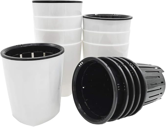 OJYUDD 8 Pack 4 Inch Self Watering Plastic Planter with Inner Pot White Flower Plant Pot,Modern Decorative Flower Pot for All House Plants,Flowers,Herbs,African Violets