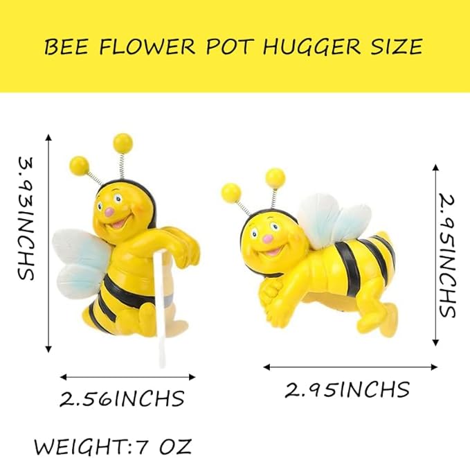 2-Piece Set Bees Pot Huggers for Planters, Climbing Bee Flower Pot Hugger, Hanging Plant Decorations for Pots, Cute Plant Pot Decorations for Home Garden Patio Fence Lawn Yard (Bee)
