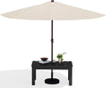 SERWALL Outdoor Coffee Table with 9FT Umbrella, HDPE Patio Coffee Table for Outside, Rectangle, Black(Not Include Umbrella Base)