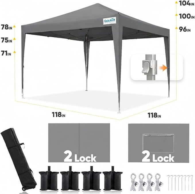 Quictent Privacy 10x10 Pop up Canopy Tent with Sidewalls and Roll-up Ventilated Windows, One Person Easy Setup, Outdoor Commercial Gazebo Shelter Enclosed Waterproof, Bonus 4 Sandbags