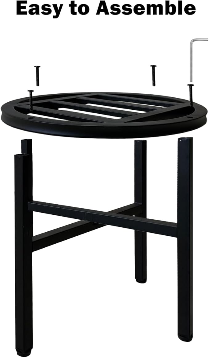 Plant Stand Indoor Outdoor,13 Inch Round Metal Plant Stands Riser,Heavy Duty Wrought Iron Pedestal Holders for Large Flower Pot,Outside Rust-Proof Black Flower Display Shelf for Patio,2-Pack