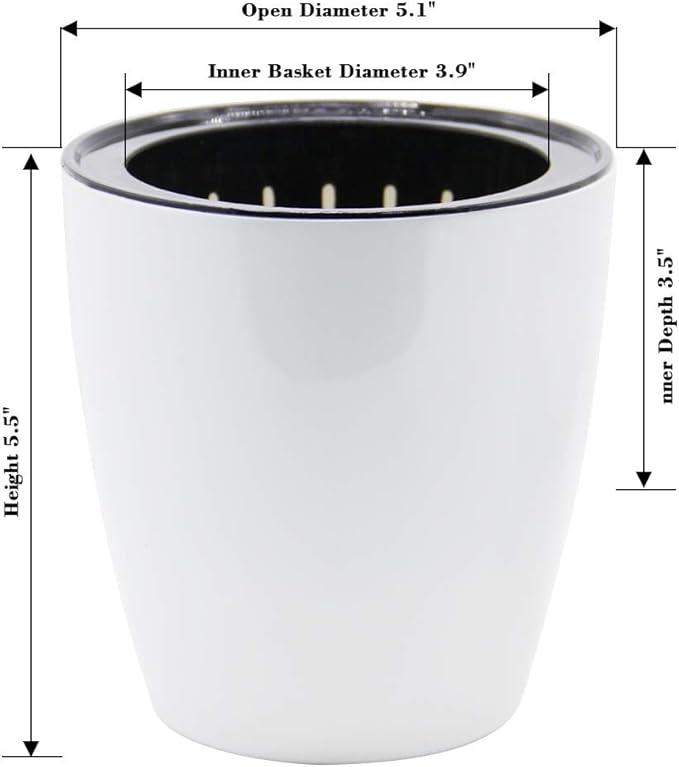 SAND MINE Self Watering Planter White Flower Pot (6, XL)