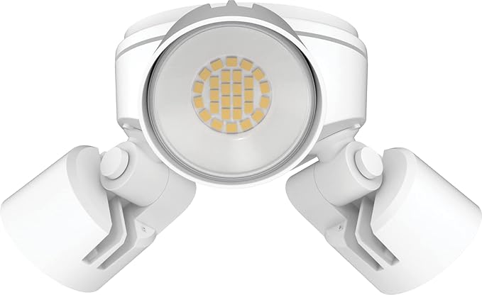 Lithonia Lighting HomeGuard 3-Light LED Outdoor Flood Lights, Outdoor LED Lights, Dusk to Dawn Sensor, Adjustable Lumens, Selectable Color, Round Heads, White (HGX LED 3RH ALO SWW2 120 PE WH M2)