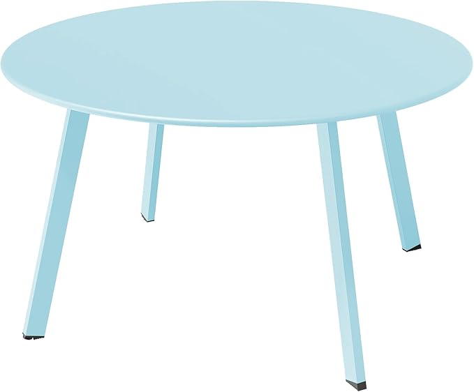 Grand patio Round Coffee Table, Weather Resistant Patio Side Table, Outdoor Round End Table with Square Feet, Great for Backyard, Patio, Deck, Blue