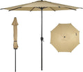 Abba Patio 9FT Lyon Outdoor Patio Umbrella Outdoor Table Umbrella with Push Button Tilt and Crank Market Umbrella 8 Sturdy Ribs UV Protection Waterproof for Garden Deck Backyard Pool Tan