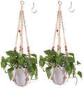 Belit Macrame Plant Hangers Indoor Outdoor 2 Pack Hanging Planters Basket with 2 Hooks Decorative Flower Pots Stand Home Decor
