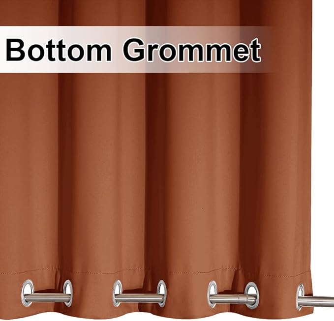 NICETOWN Outdoor Curtain Top and Bottom Fixed Grommet, Thermal Insulated Weighted Vertical Drape Blackout Heavy Weight Windproof Outdoor Drapery, Burnt Orange, 52 by 108 inches,1 Piece