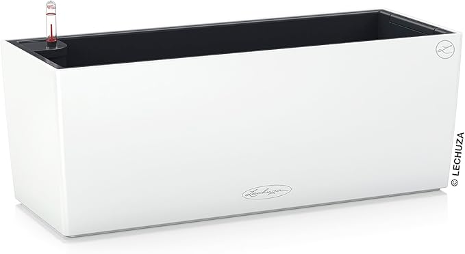 Lechuza BALCONERA Color 50 White, Self-Watering Window Box (Railing Planter), H7.5 L19.7 W7.5 in