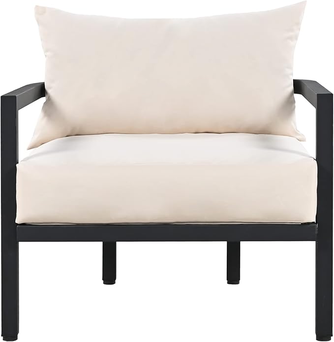 Merax 4 Piece Sectional Furniture Patio Sofa Multi-Person Outdoor Steel Sofa Set, Waterproof, Anti-Rust and Anti-uv, Suitable for Gardens and Lawns，Beige