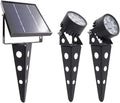 Solar Spot Lights Outdoor Legacy Mini 50X Twin Solar-Powered LED Spotlight (Cool White LED) for Outdoor Garden Yard Landscape Uplight Downlight, Waterproof, Black Finish